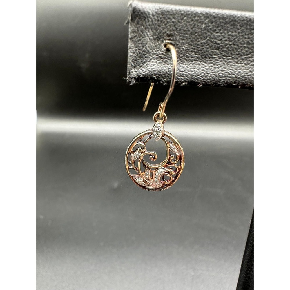Sterling Silver Filigree Scroll Dangle Earrings Rose Gold Tone - Picture 6 of 6
